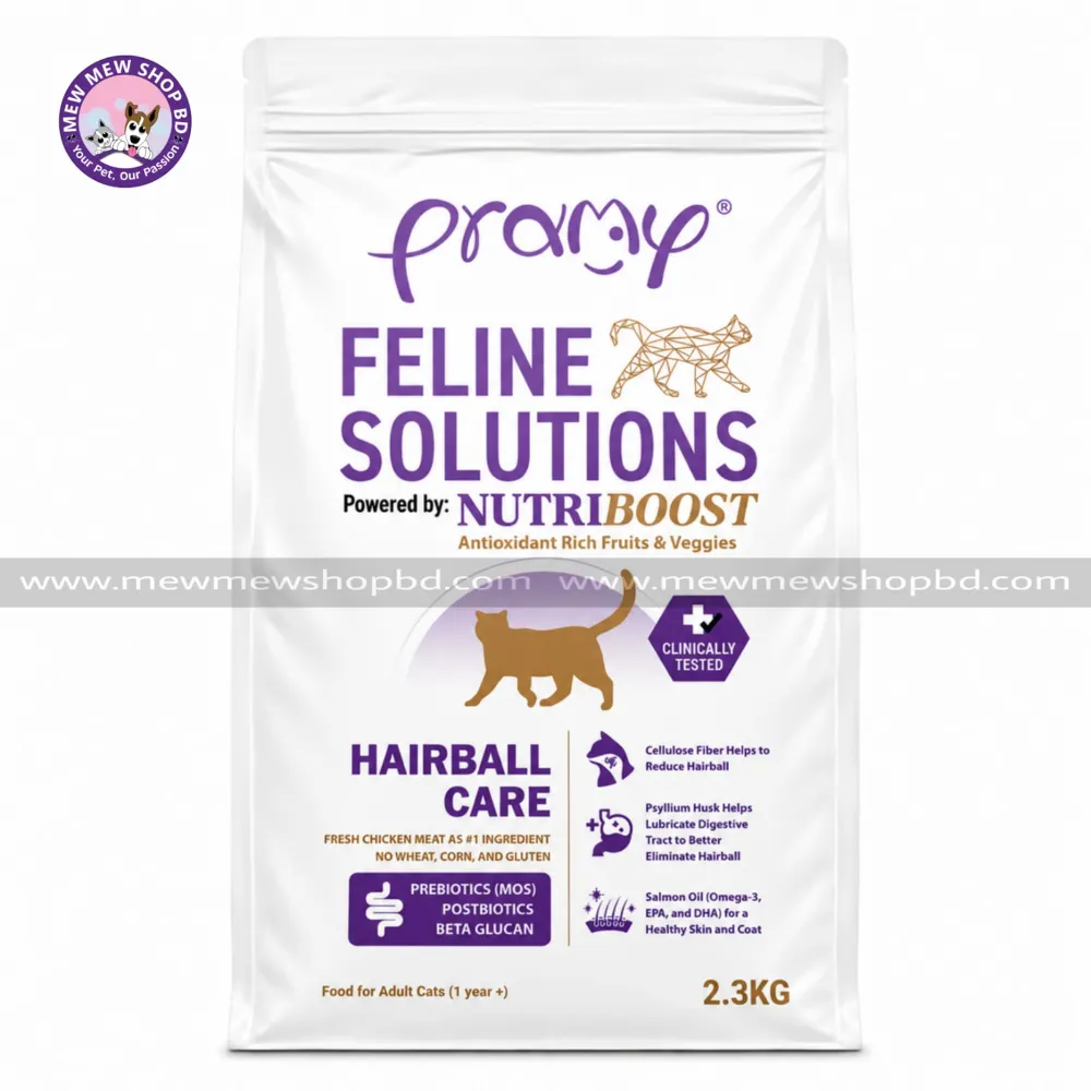 Pramy Feline Solutions NutriBoost Adult Dry Cat Food Hairball Care 2.3KG