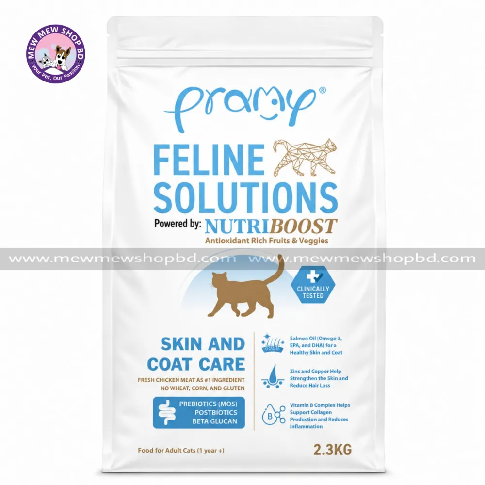 Pramy Feline Solutions NutriBoost Adult Dry Cat Food Skin And Coat Care 2.3KG