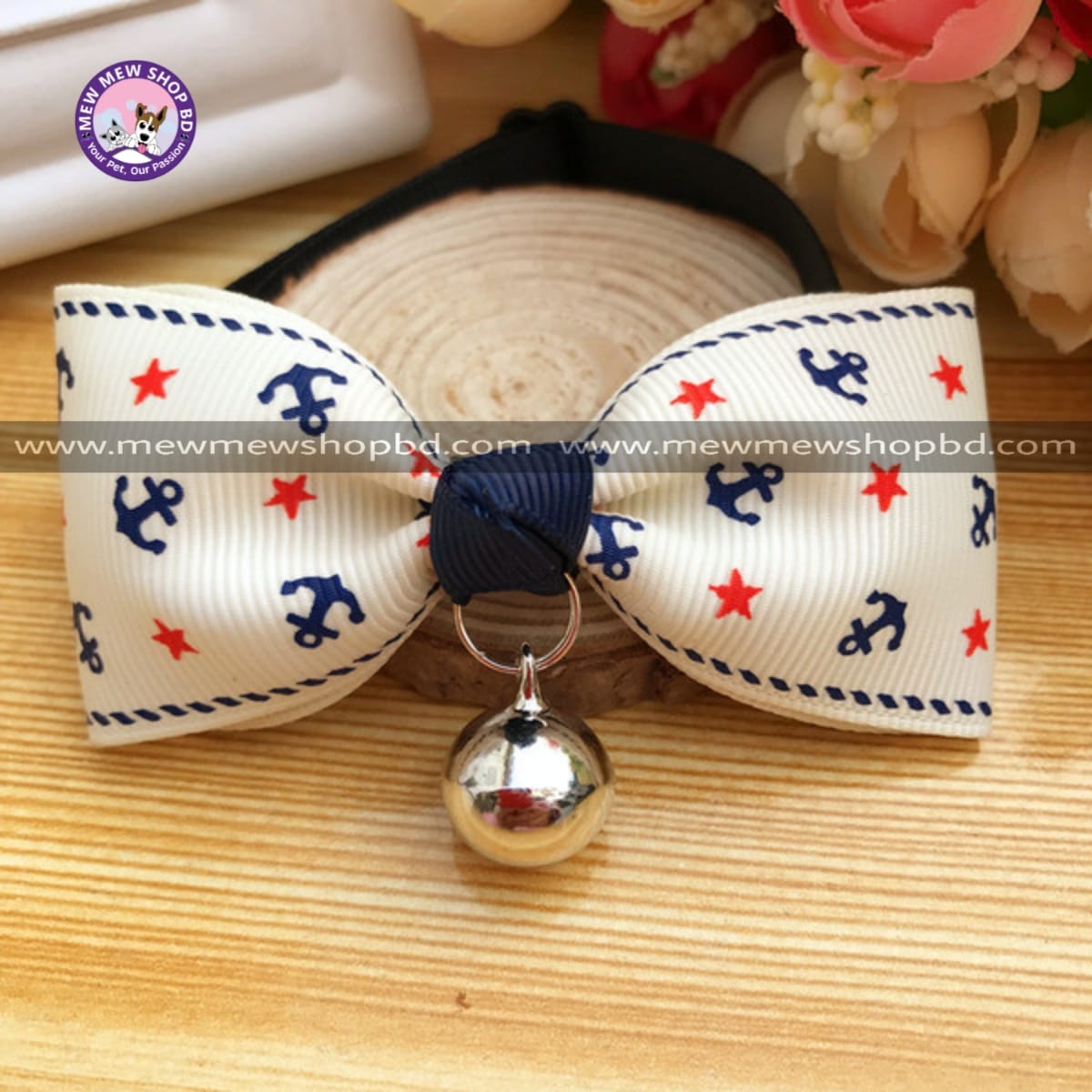 Premium Pet Bow Tie || Anchor- White