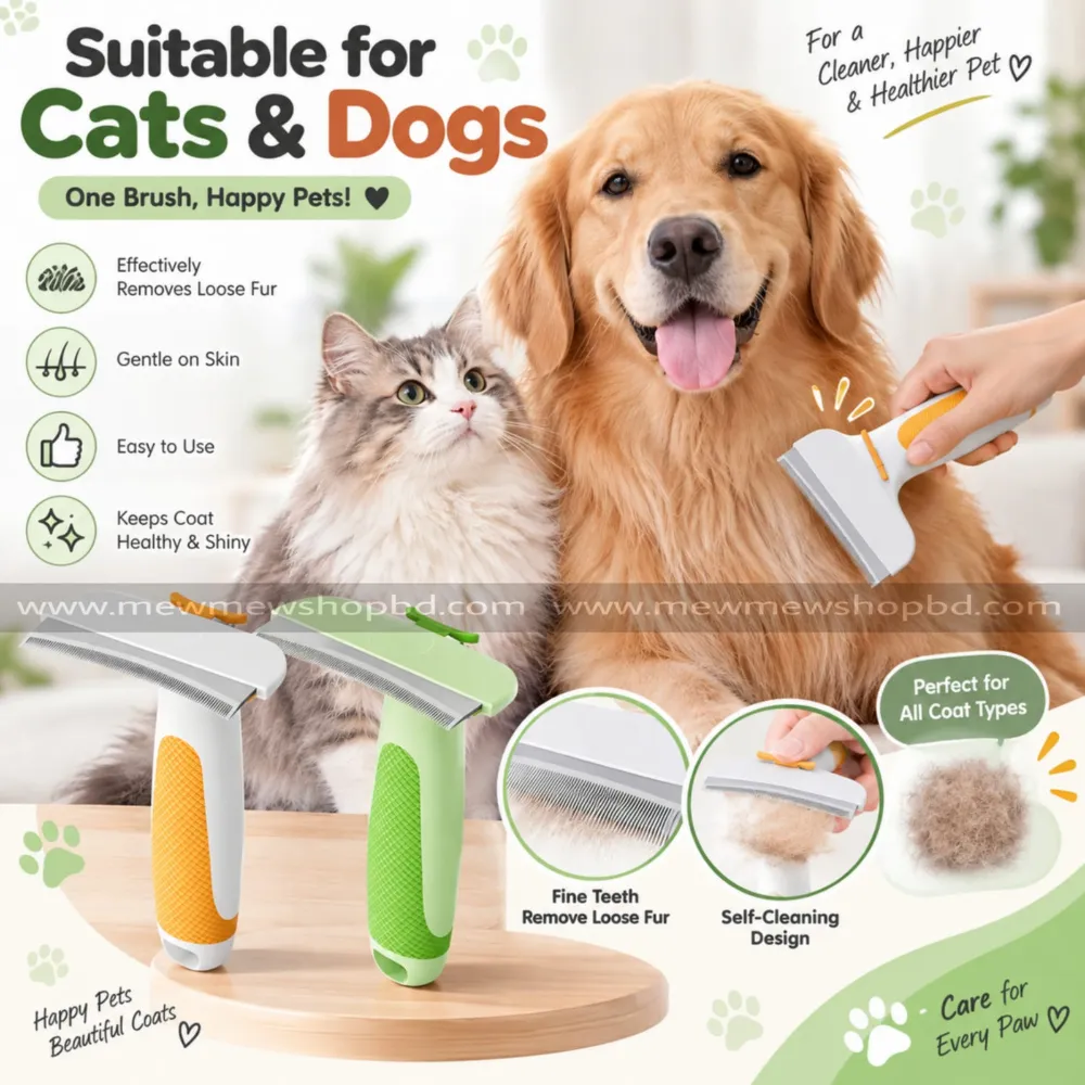 Premium Pet Deshedding & Fur Removal Brush for Cats & Dogs