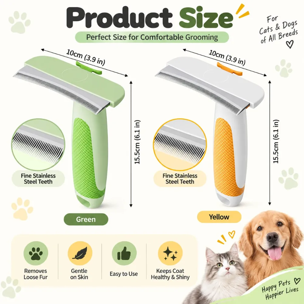 Premium Pet Deshedding & Fur Removal Brush for Cats & Dogs