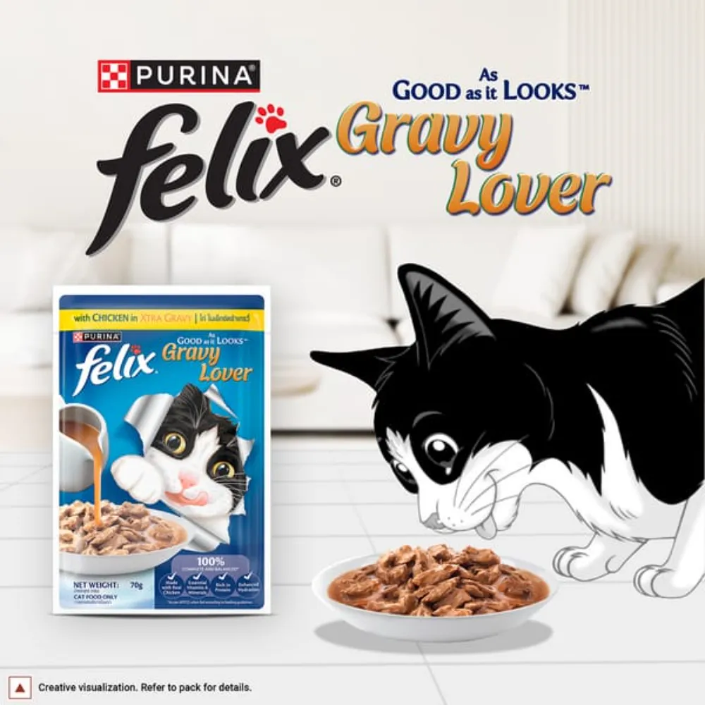 Purina Felix Gravy Lover Pouch with Chicken in Xtra Gravy for Adult Cat 70g