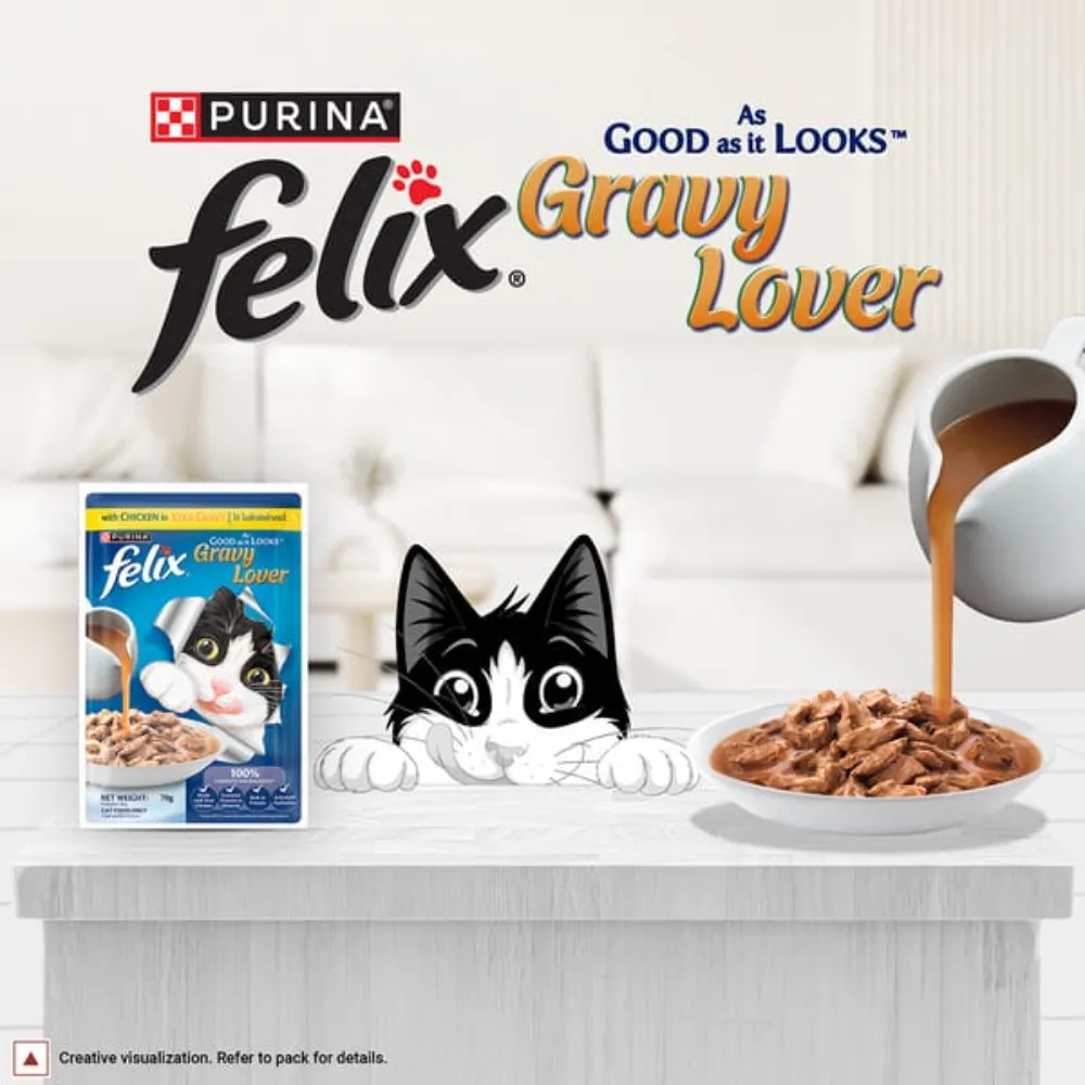 Purina Felix Gravy Lover Pouch with Chicken in Xtra Gravy for Adult Cat 70g