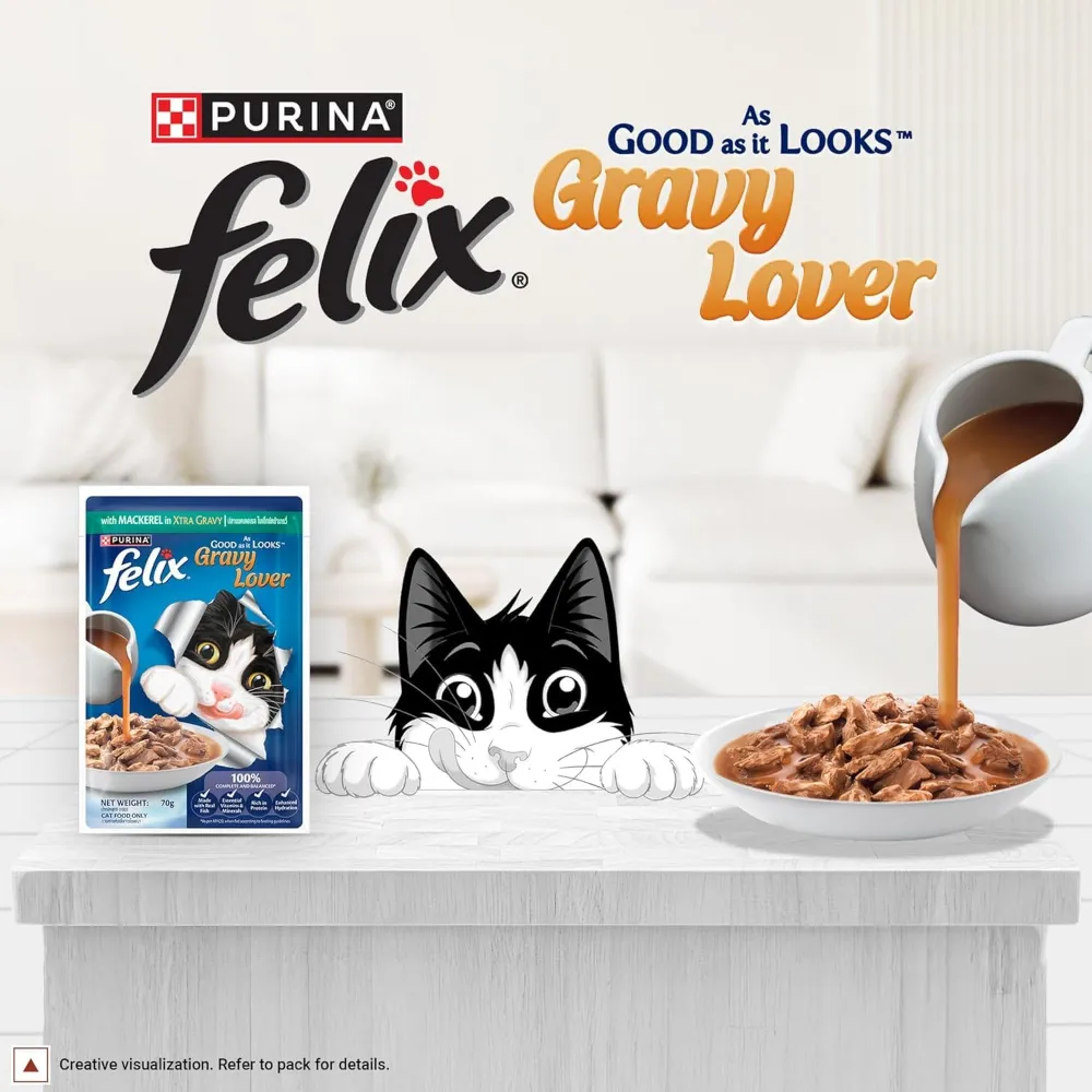 Purina Felix Gravy Lover Pouch with Mackerel in Xtra Gravy for Adult Cat 70g