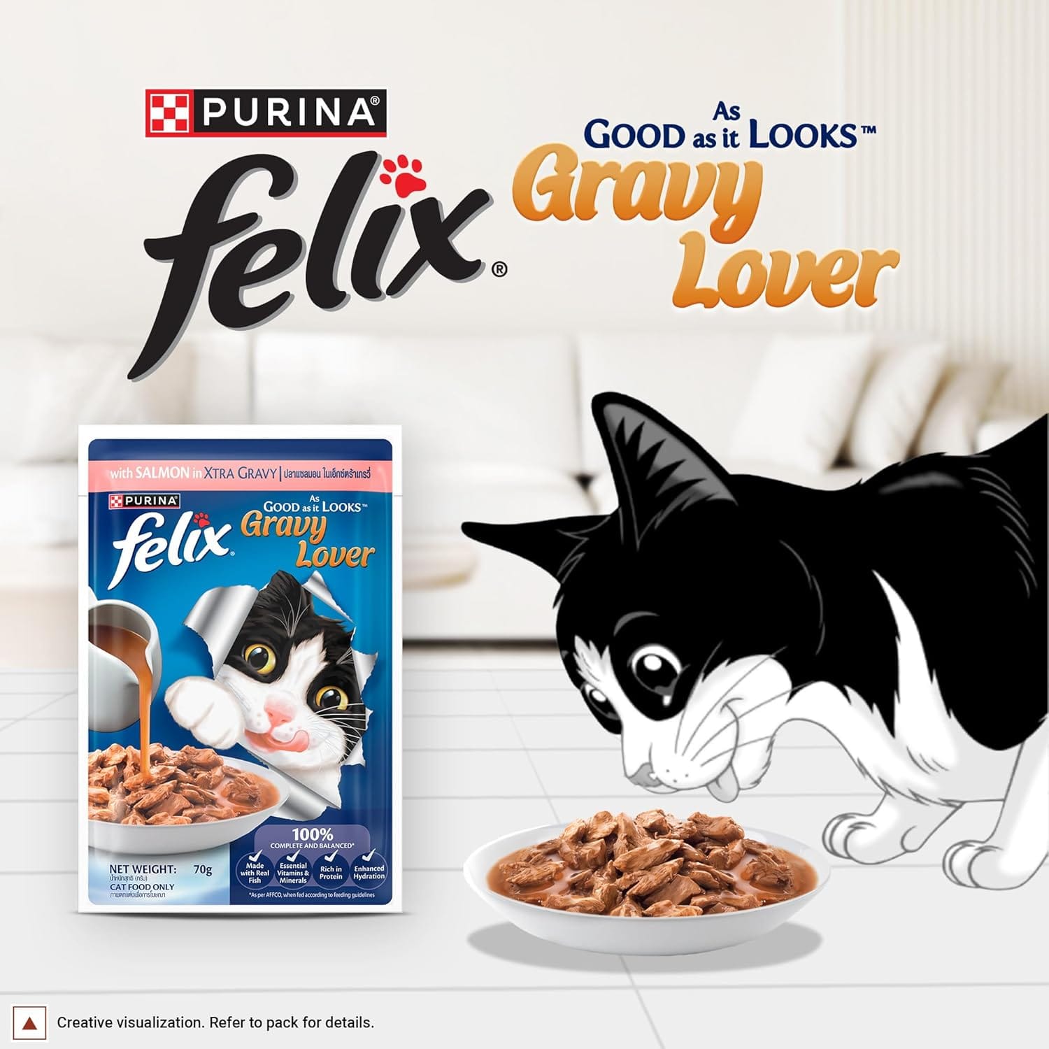 Purina Felix Gravy Lover Pouch with Salmon in Xtra Gravy for Adult Cat 70g