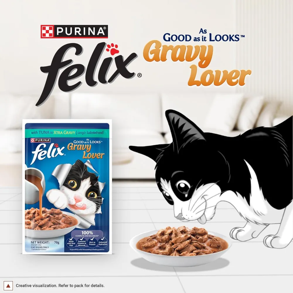 Purina Felix Gravy Lover Pouch with Tuna in Xtra Gravy for Adult Cat 70g