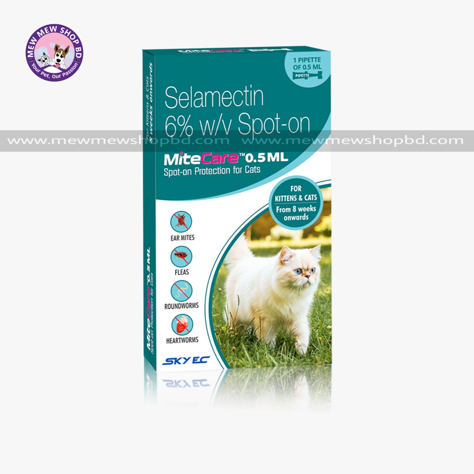 Sky EC Selamectin Mite Care Spot On Protection for Cats 0.5ml