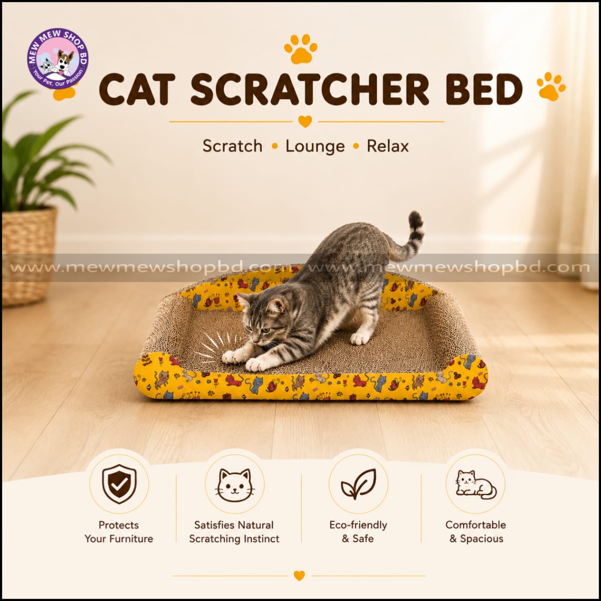 Sofa Shape Pet Cat Scratcher Board Bed for Grinding Nails