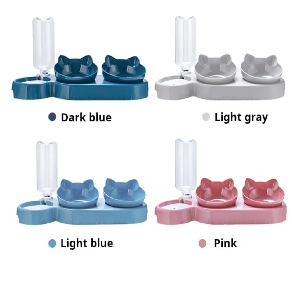Super Premium Cat Ear Design 3-in-1 Water & Food Bowl with Dry & Wet Food Separation