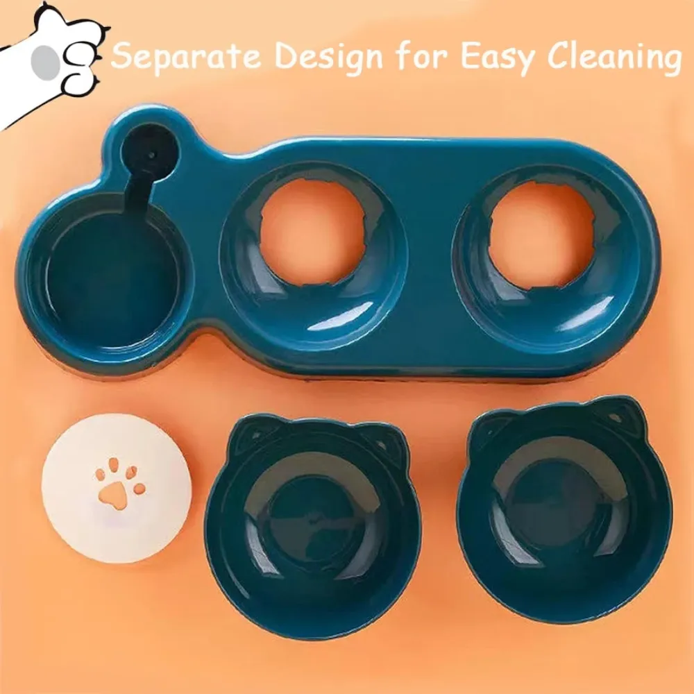 Super Premium Cat Ear Design 3-in-1 Water & Food Bowl with Dry & Wet Food Separation