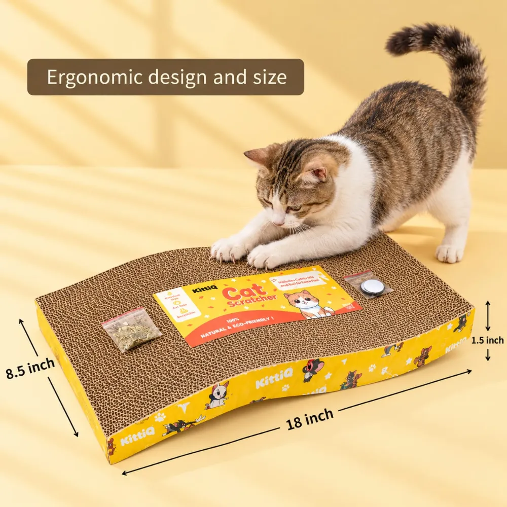 Super Premium Cat Scratcher Board for Cat Scratching & Grinding Nails with Catnip (Curve Shape)