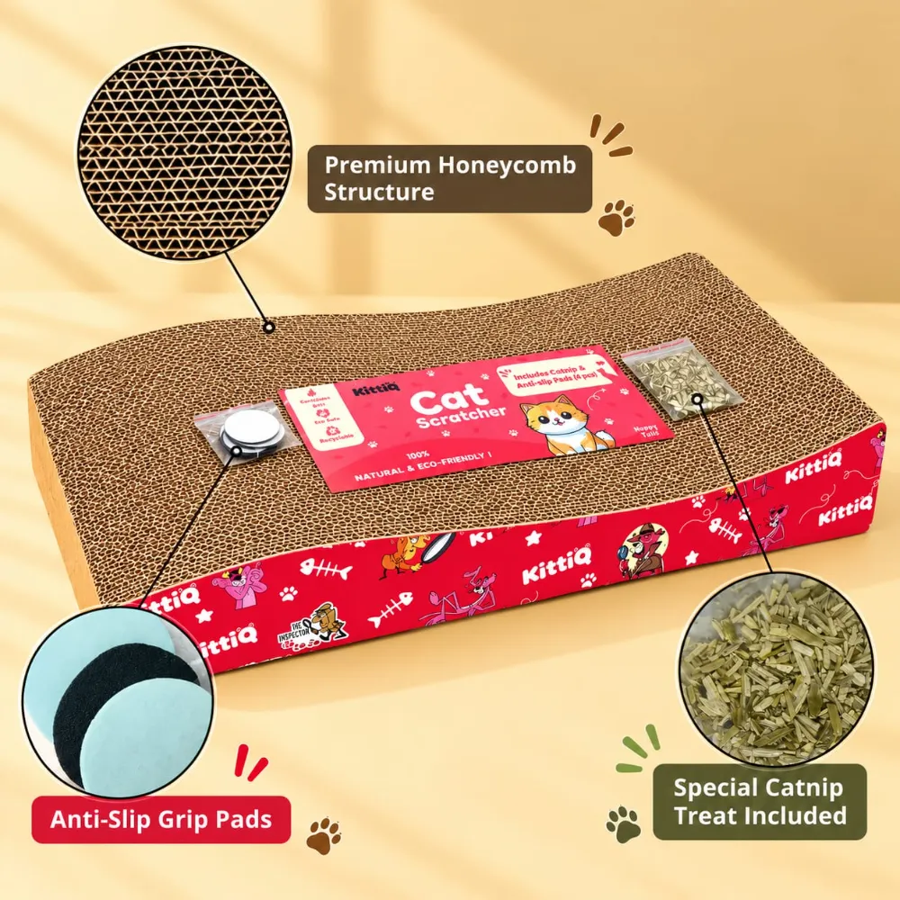 Super Premium Cat Scratcher Board for Cat Scratching & Grinding Nails with Catnip (Fish Curve Shape)