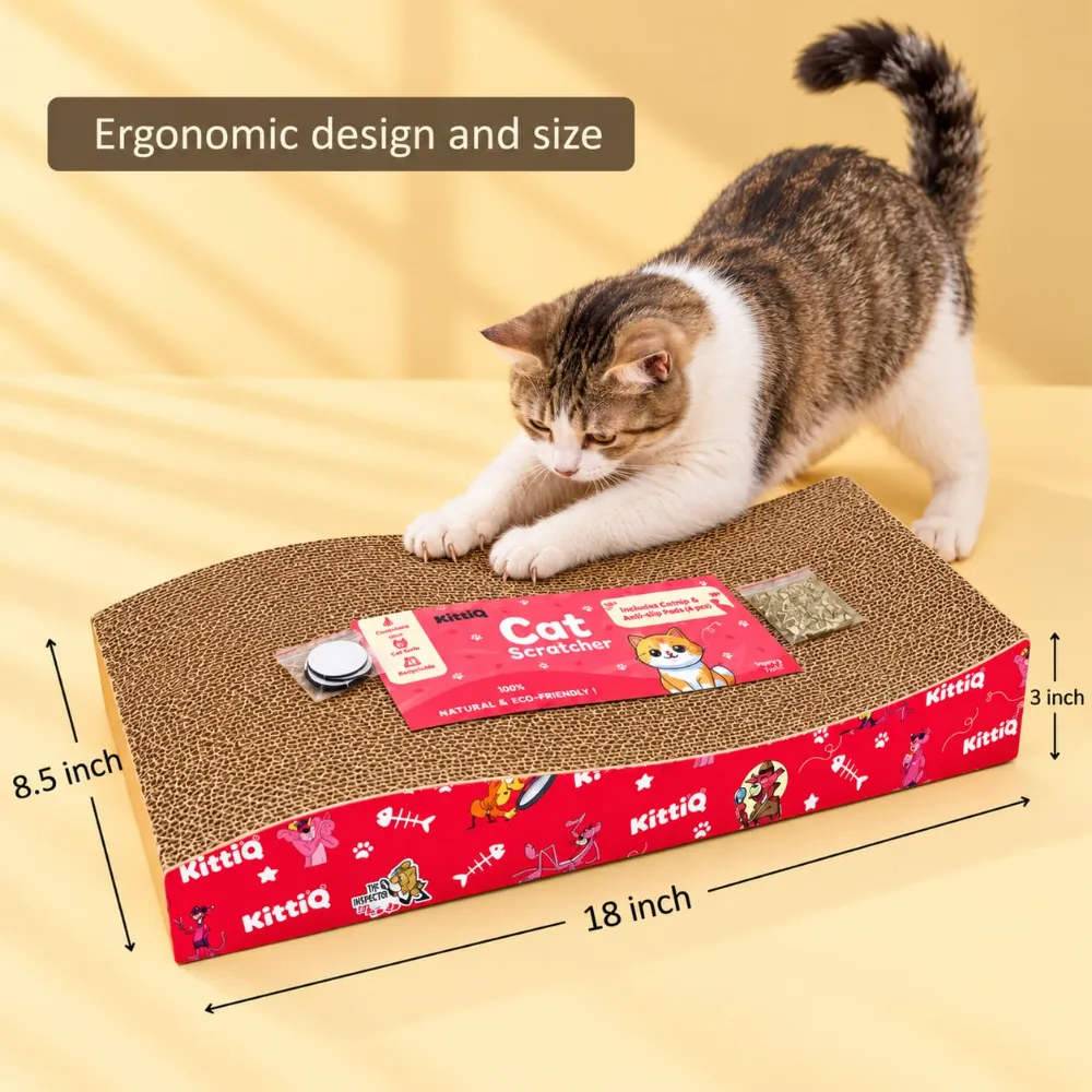 Super Premium Cat Scratcher Board for Cat Scratching & Grinding Nails with Catnip (Fish Curve Shape)