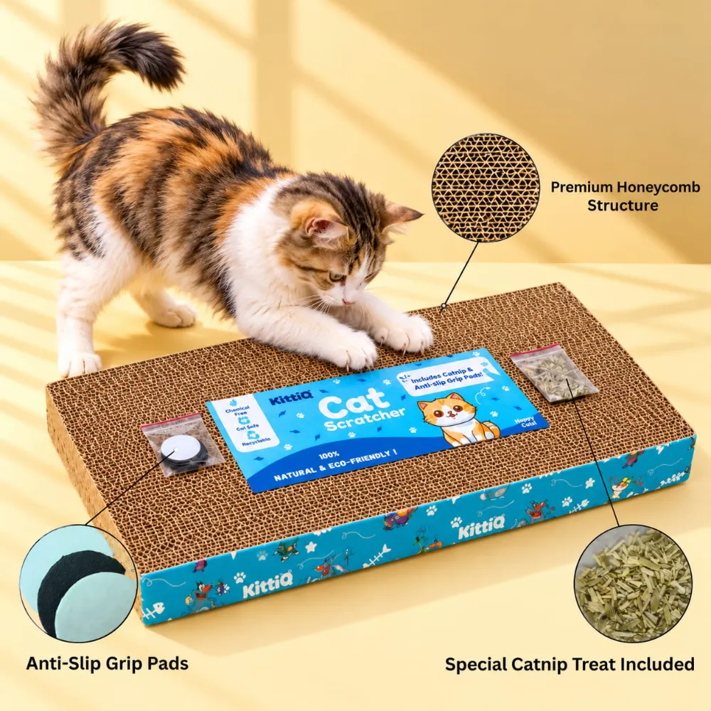 Super Premium Cat Scratcher Board for Cat Scratching & Grinding Nails with Catnip (Straight Shape)