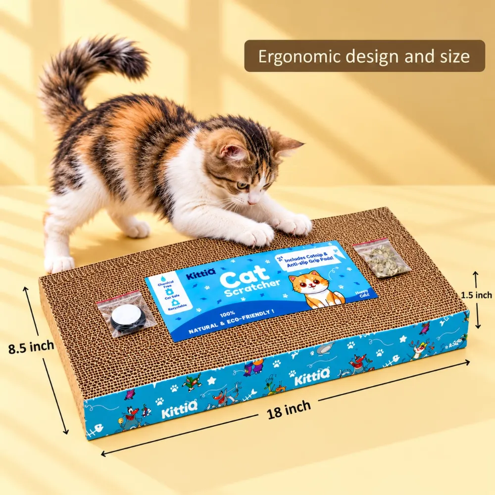 Super Premium Cat Scratcher Board for Cat Scratching & Grinding Nails with Catnip (Straight Shape)