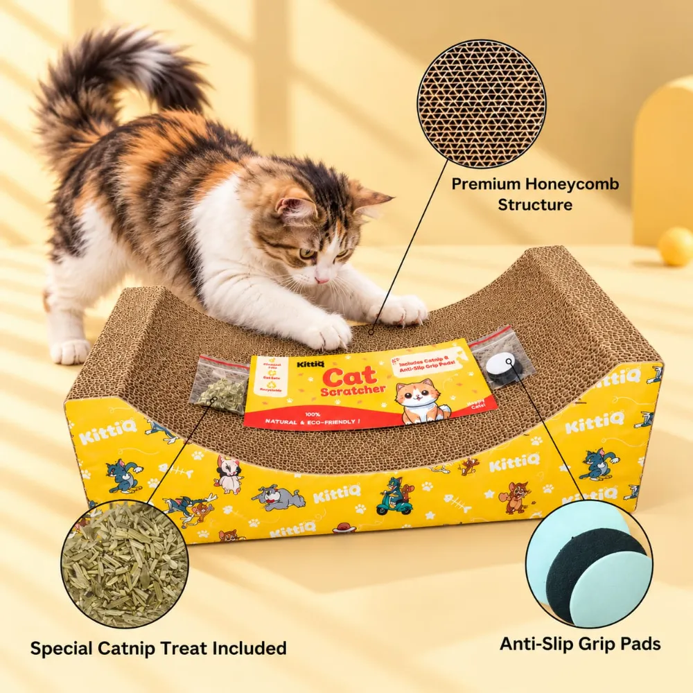 Super Premium Cat Scratcher Board for Cat Scratching & Grinding Nails with Catnip (Wave Shape)