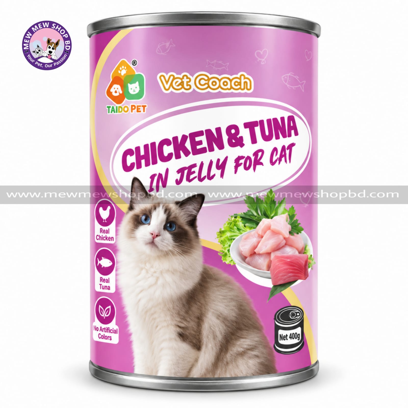 Taido Pet Vet Coach Cat Canned Food Chicken & Tuna in Jelly 400g