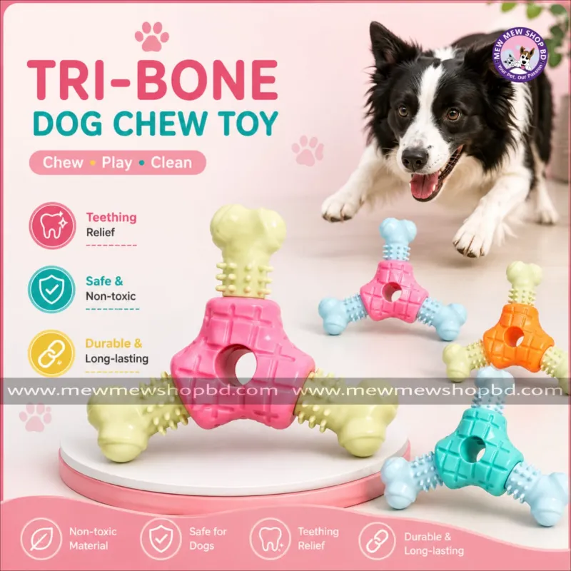 Tri Bone Shaped Durable Dog Chew Teething Toy