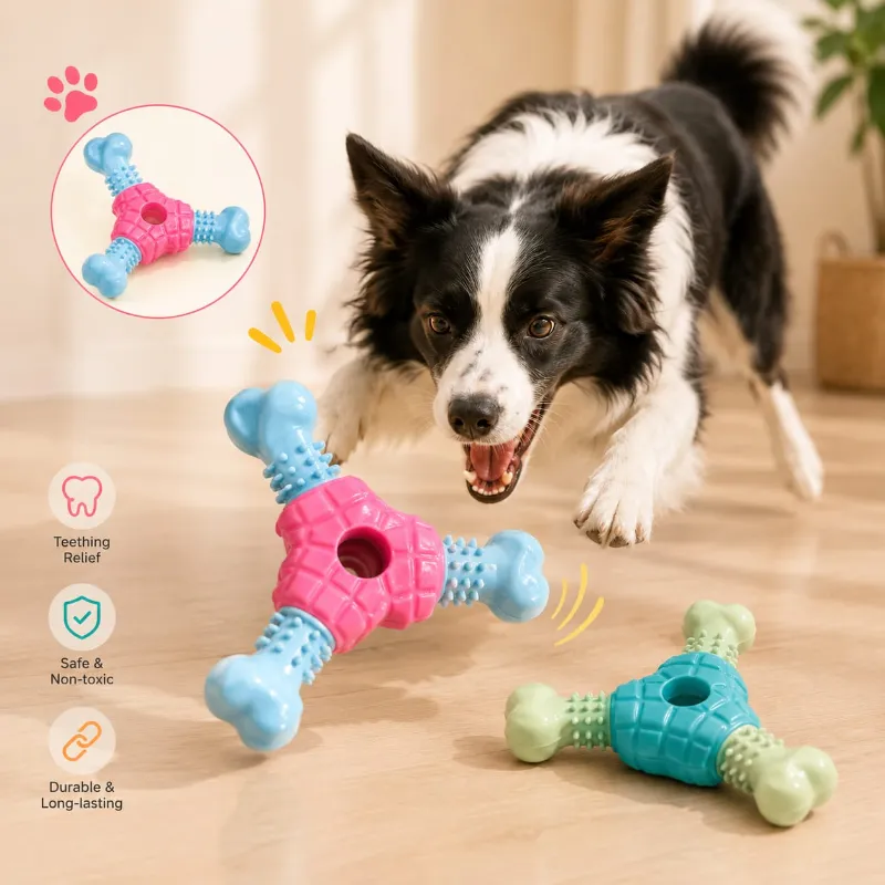 Tri Bone Shaped Durable Dog Chew Teething Toy