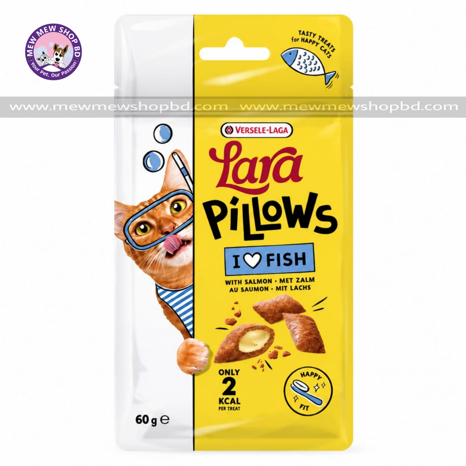 Versele-Laga Lara Pillows Dry Cat Treat Fish 60gm