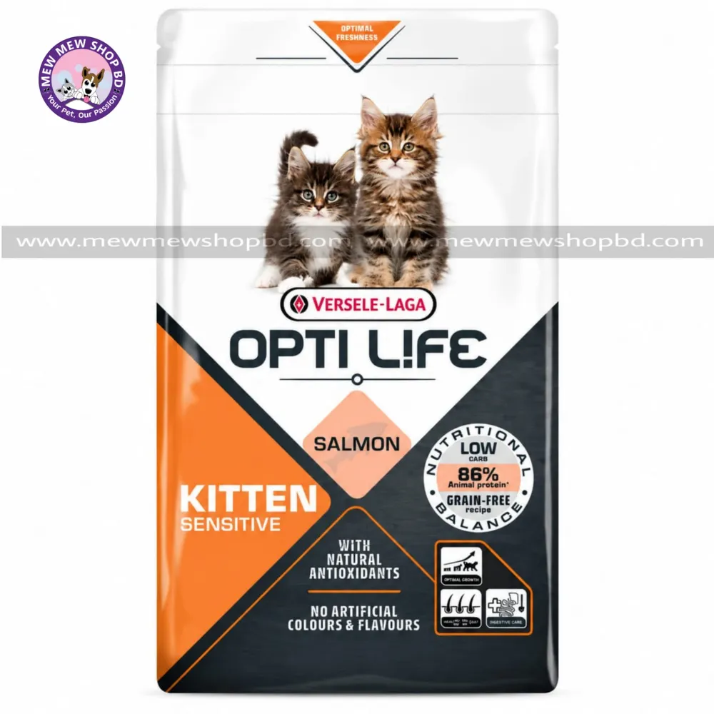 Versele-Laga Opti Life Grain Free Super Premium Dry Cat Food Sensitive Kitten Salmon 1KG