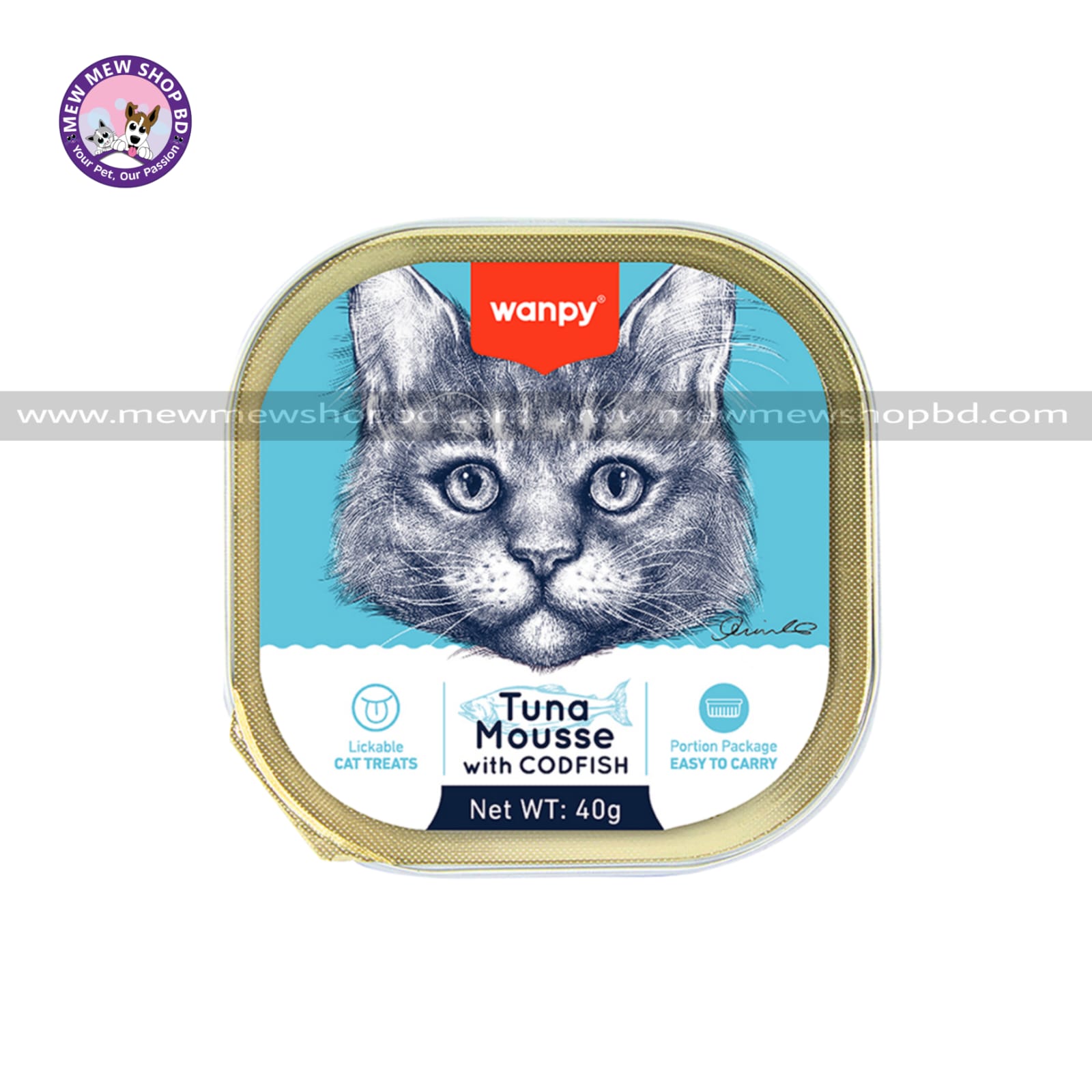 Wanpy Aluminum Cat Tray Tuna Mousse with Cod Fish 40gm