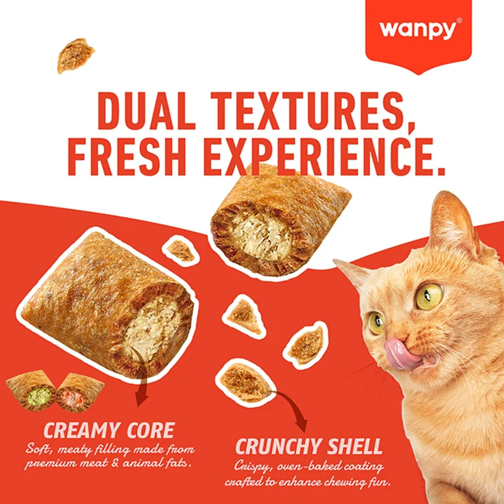 Wanpy Crunchy Pockets Chicken Crunch with Soft Filing Cat Treat 60gm