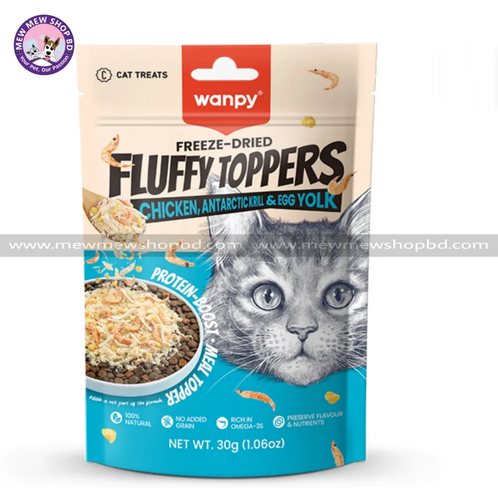 Wanpy Freeze Dried Fluffy Topper Chicken, Antarctic Krill & Egg Yolk 30gm