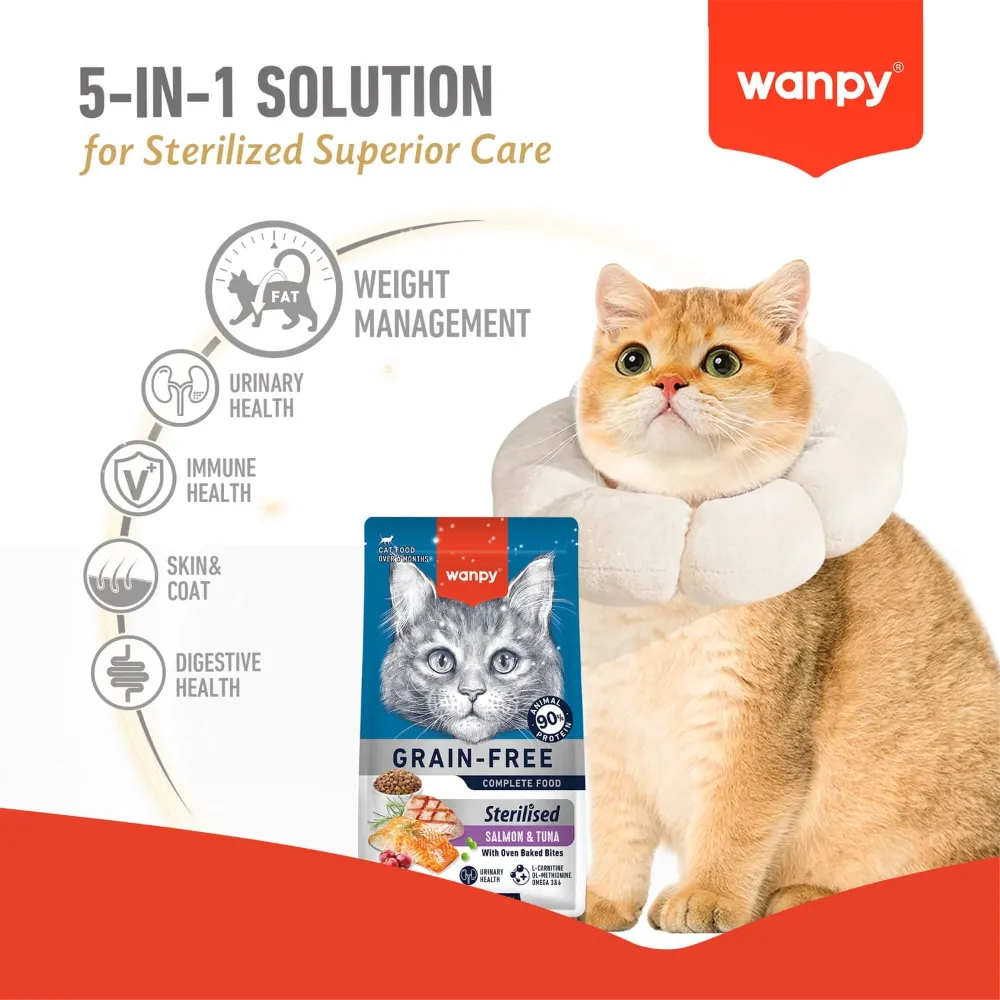Wanpy Grain Free Super Premium Dry Cat Food Sterilized Salmon & Tuna 500g