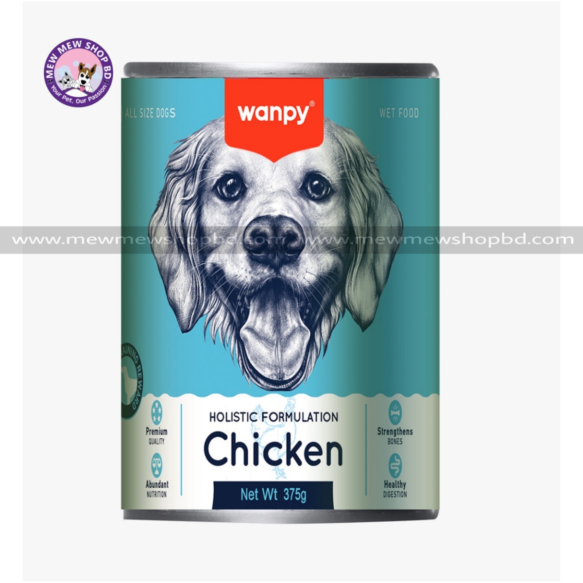 Wanpy Holistic Formulation Chicken All Life Dog Can Food 375g