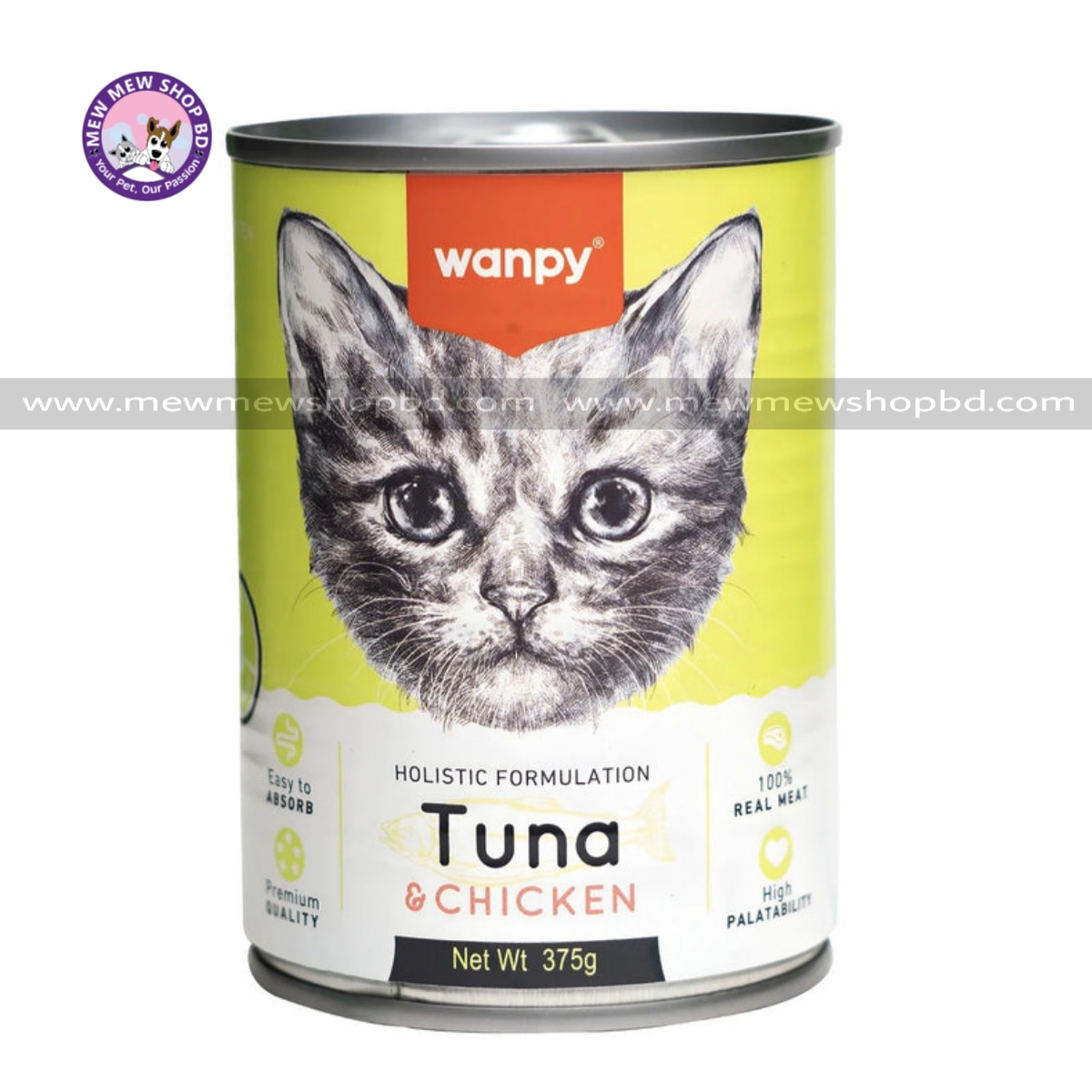 Wanpy Holistic Formulation Tuna & Chicken Kitten Cat Can Food 375g