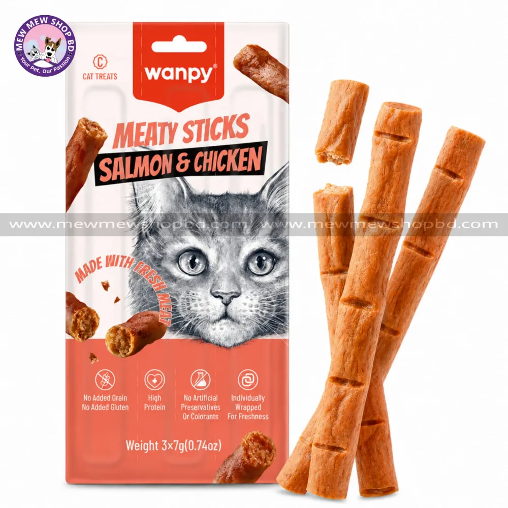 Wanpy Meaty Sticks Cat Treat Cat Salmon & Chicken 21gm