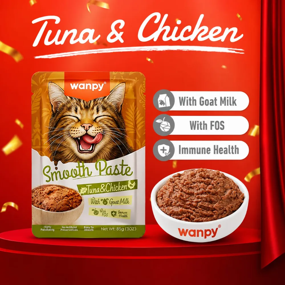 Wanpy Smooth Paste Pouch for Cats Tuna & Chicken 85gm