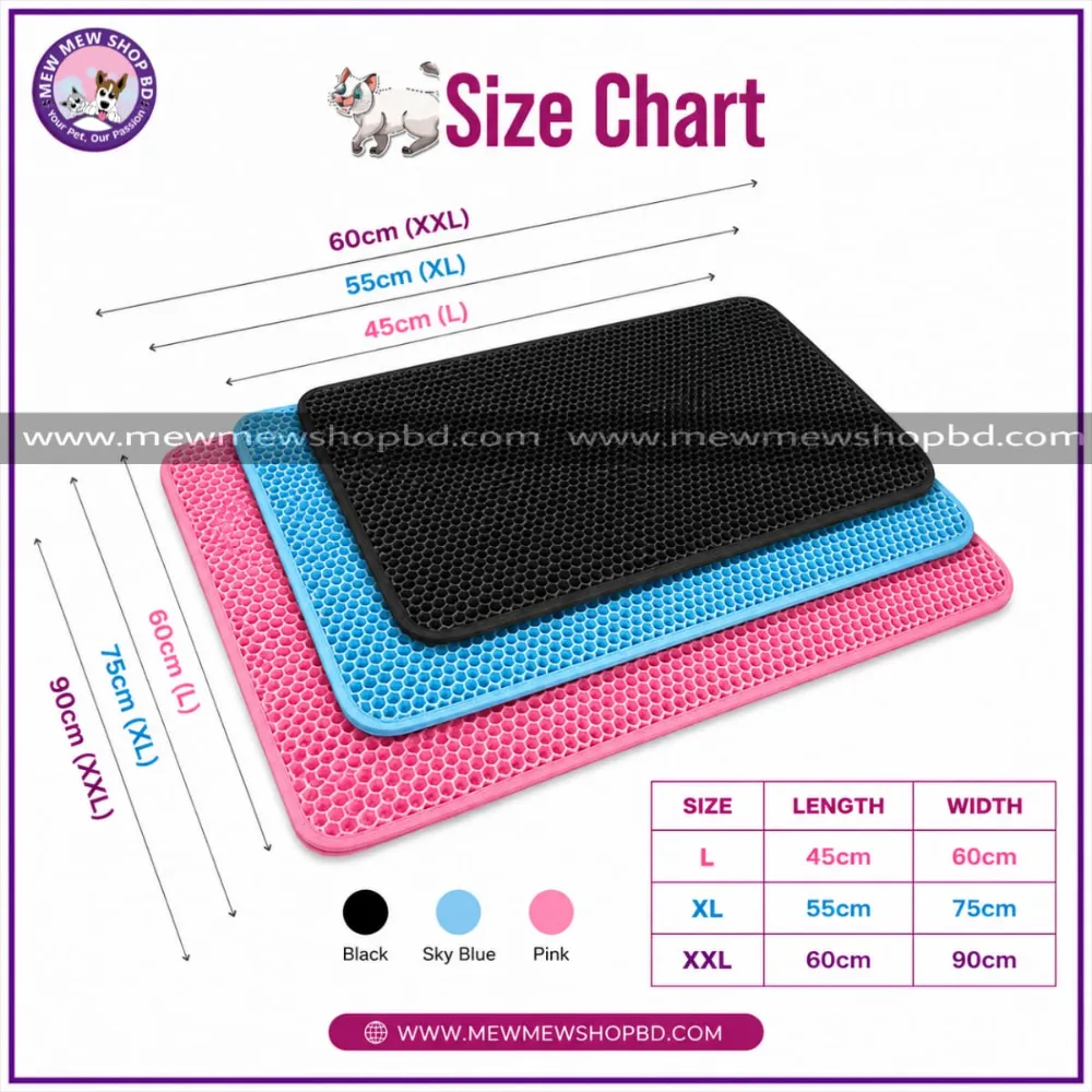 Waterproof Nonslip Double Layer Pet Cat Litter Box Mat with Adhesive Tape