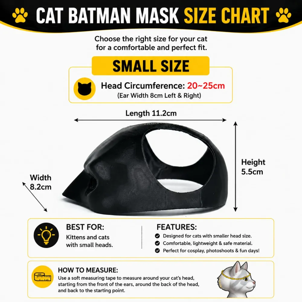 Pet Cat Batman Mask Costume for Halloween or Daily Fun Cosplay