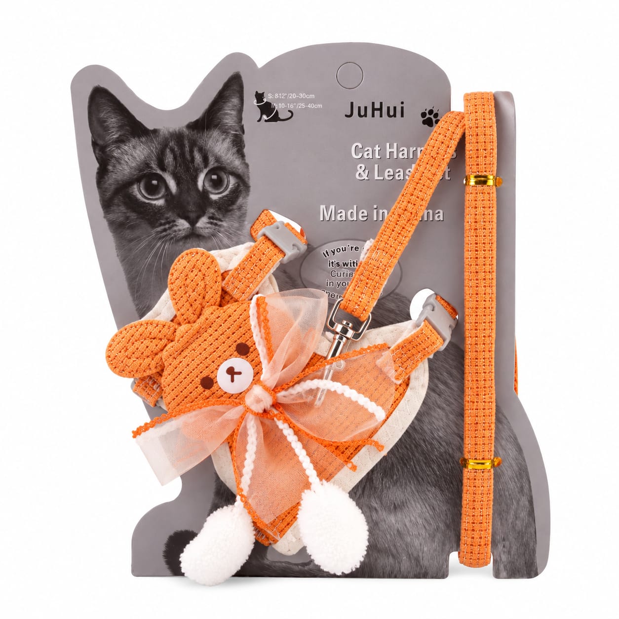 Bow Type Cartoon Design Pet Cat Adjustable Harness with Leash