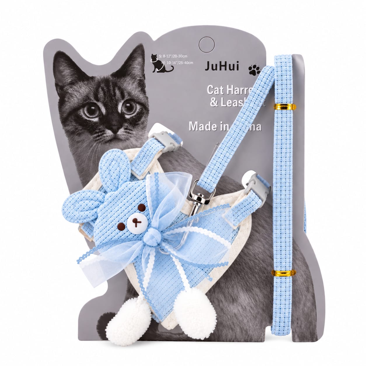 Bow Type Cartoon Design Pet Cat Adjustable Harness with Leash