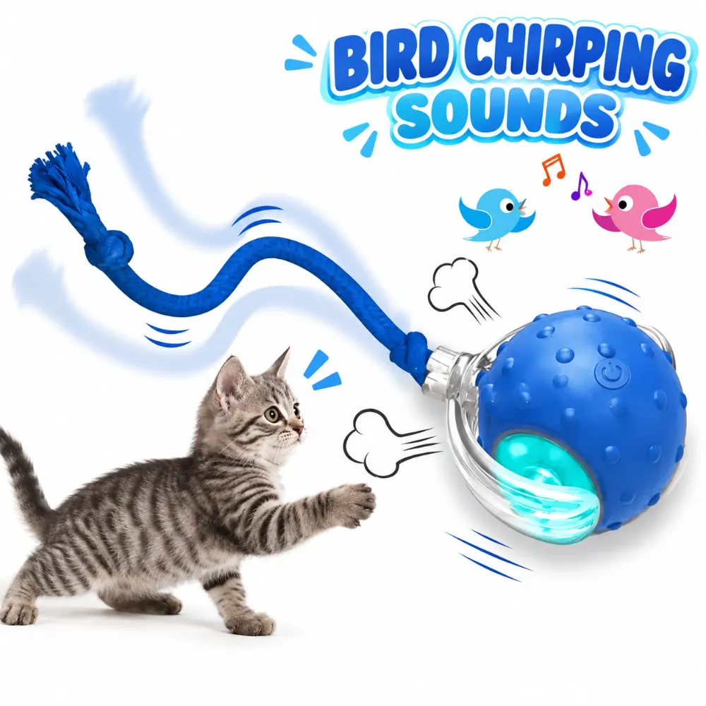 Smart Interactive Cat Rolling Motion Ball with Bird Chirping Sound