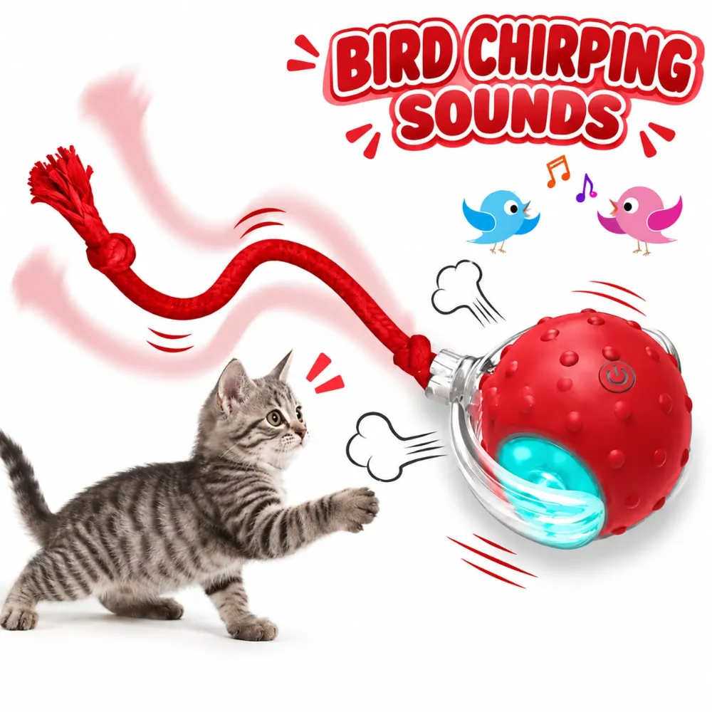 Smart Interactive Cat Rolling Motion Ball with Bird Chirping Sound