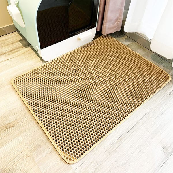 Waterproof Nonslip Double Layer Pet Cat Litter Box Mat with Adhesive Tape