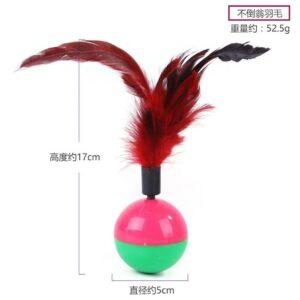 Feather Tumbler with Plastic Ball Toy for Pet Cat